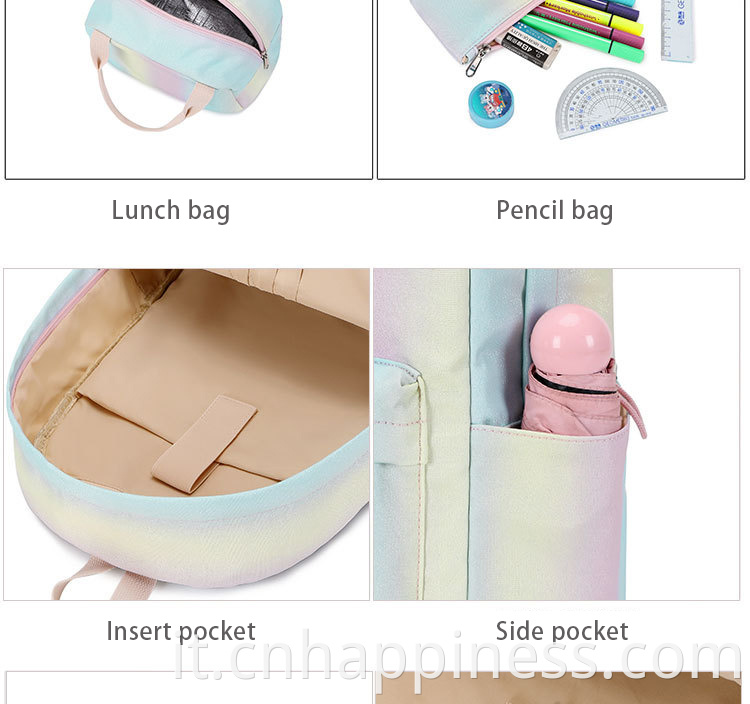 Travel Travel Fashion Fanhip Funny Bags Set with Laptop Zackpacks Picnic Bag Pencil Case Rainbow Zackpack for Girls